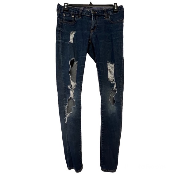 Levi’s Dark Wash Distressed Denim Legging Jeans - Picture 1 of 4